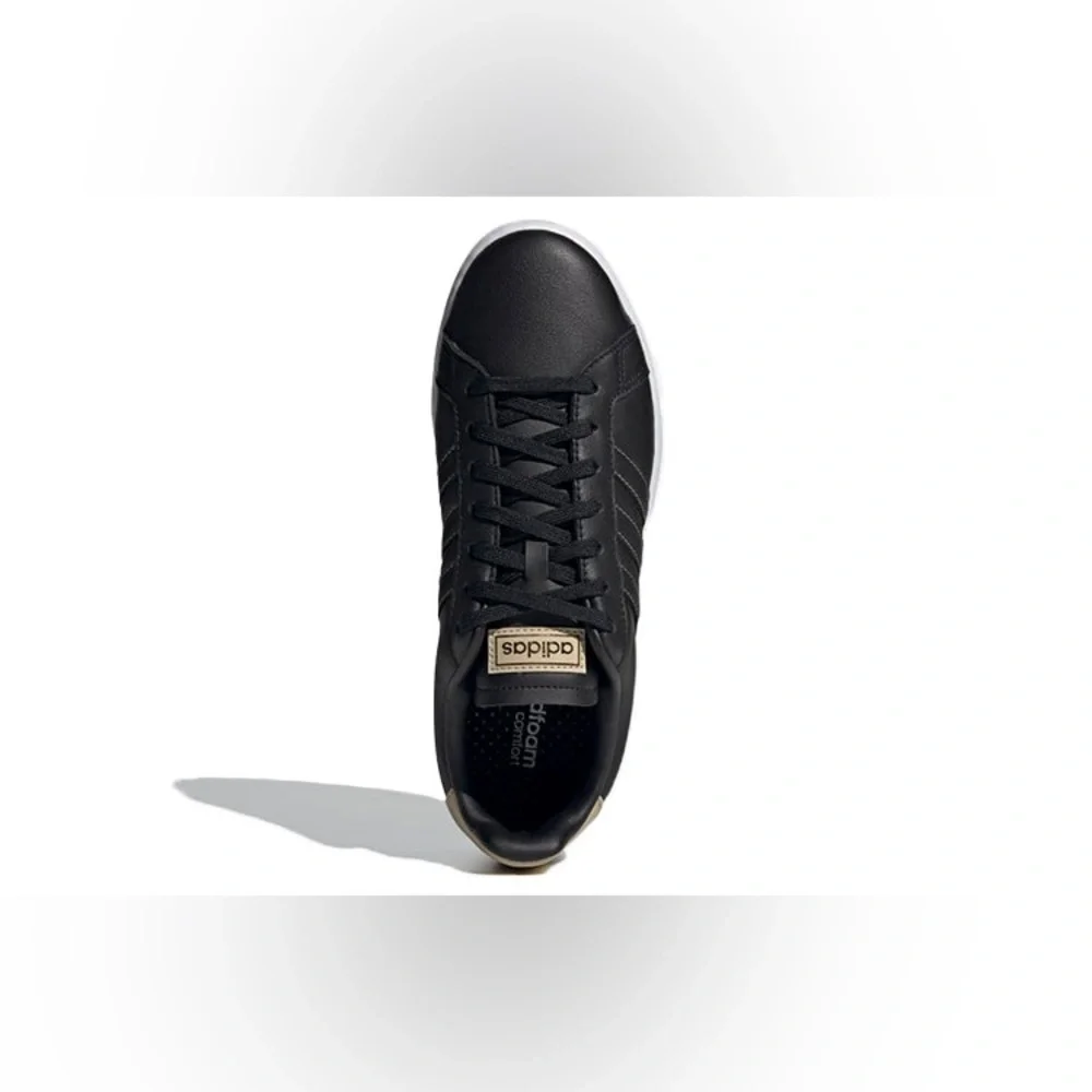adidas Neo Grand Court Black Gold Men’s Leather Sneakers Size 9.5
